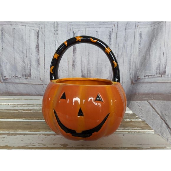 Kohls Halloween Ceramic Pumpkin Trick Or Treat Can
